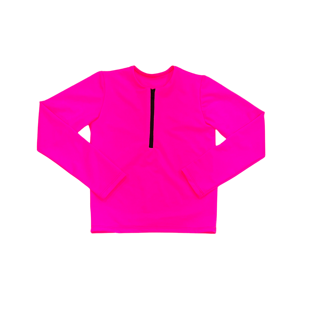 Neon Pink Long Sleeve Girls Swim Top
