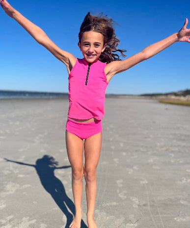 Neon Pink Girls Swim Separates