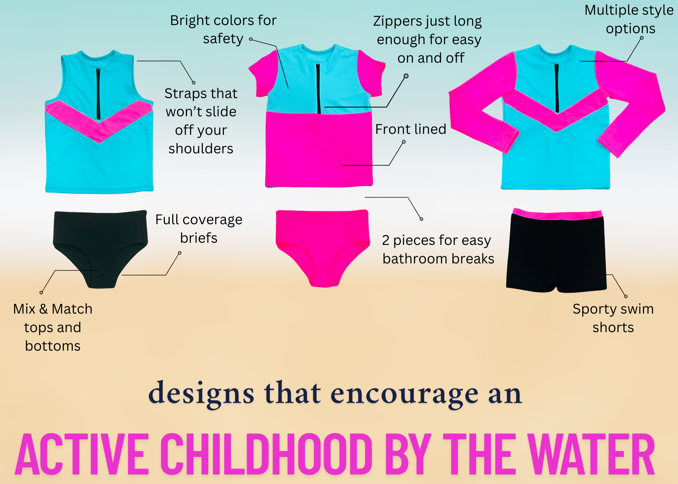 Girls Neon Swim Separates - Practical Designs that encourage an active lifestyle